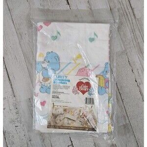 Curity 2 Receiving Blankets Care Bears Vintage Nursery Baby Infant 30 X 40"